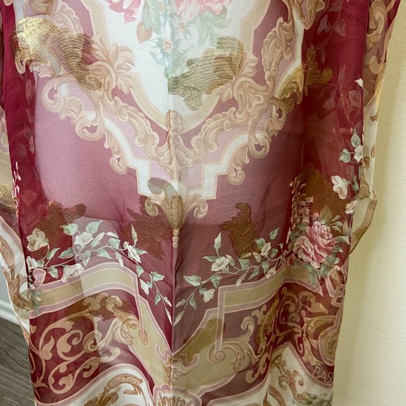 BASILE Vintage Large Square Scarf 100% Silk Gold Size 43" x 43" - Picture 9 of 9